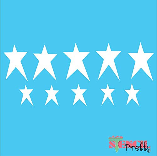 Primitive Stars Stencil Best Vinyl Large Stencils for Painting on Wood  Canvas  Wall  etc.-S -14inch  x 6inch -- Brilliant Blue Color Material