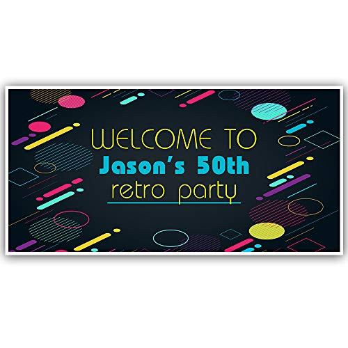 Retro 80_s Birthday Party Banner Personalized Decoration Backdrop