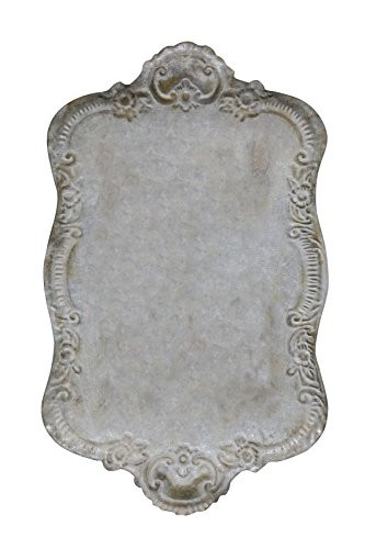 Creative Co-op Decorative Metal Tray with Distressed Grey Finish