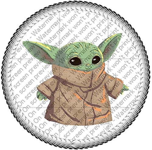 Baby Yoda Mandalorian Edible Cake Topper or Cupcake Topper Decorations -8inch  Round-