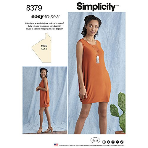 Simplicity Sewing Pattern D0661   8379 - Misses_ Knit Dress  A -XXS-XS-S-M-L-XL-XXL-