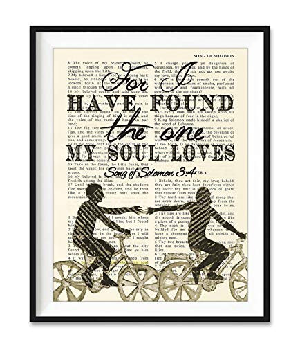 Vintage Bible Page Verse Scripture  For I Have Found the One My Soul Loves  Songs of Solomon 3 4  Christian Art Print  Unframed  Christian Wall and Home Decor Poster  All Sizes