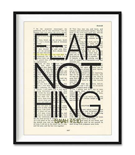 Vintage Bible Page Verse Scripture  Fear Not Fear Nothing - Isaiah 41 10 Art Print  Unframed  Christian Wall and Home Decor Poster  All Sizes