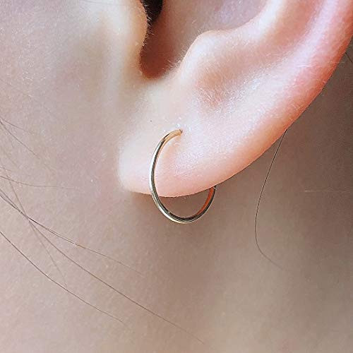 Small 10mm Gold Hoop Earrings for Women  14K Yellow Gold Filled Handmade Tiny Thin Hoops 20 Gauge