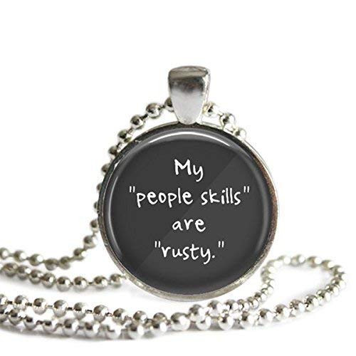 Supernatural Castiel Quote My People Skills Are Rusty 1 Inch Silver Plated Pendant Necklace