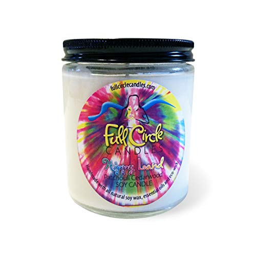 Patchouli Cederwood Soy Candle - Hippyland - Full Circle Candles 8oz Jar