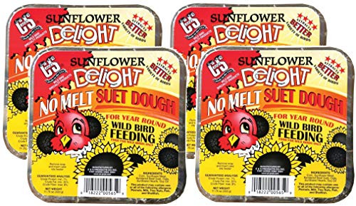 C  and  S Products 4 Pack of Sunflower Delight No Melt Suet Dough For Wild Birds  11.75 Ounces each