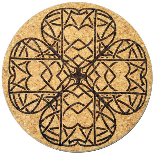 XL Coasters Celtic Clover -9 Inch-  Oversized cork absorbent drink coaster