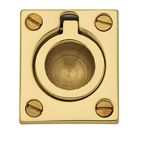 Baldwin Estate 0392.030 Solid Flush Ring Pull in Polished Brass, 1.25"x1.25"