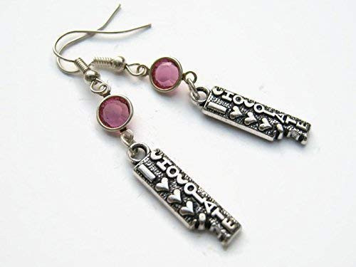Personalized I Love Chocolate Birthstone Earrings  Candy Bar Earrings  Foodie Earrings  Chocoholic Charm Jewelry