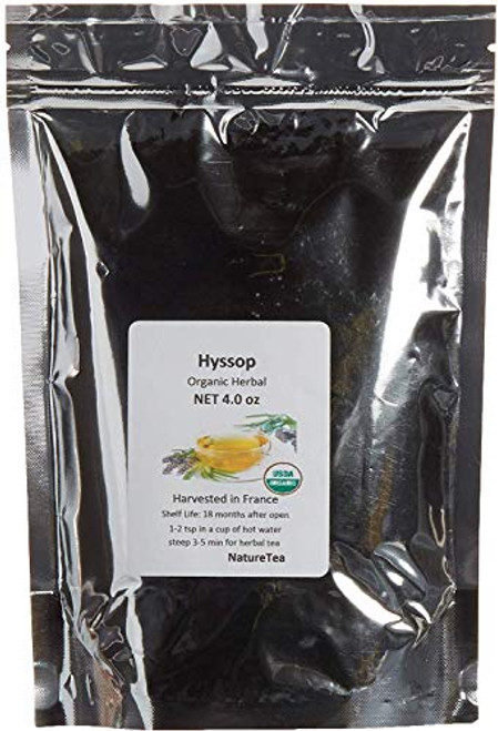 Organic Hyssop - Hyssopus officinalis Loose Leaf c s 100 Percent  from Nature -8 oz-