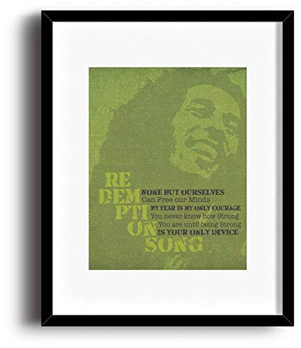 Redemption Song by Bob Marley - Reggae Music Wall Print Art - Lyric Illustration Poster