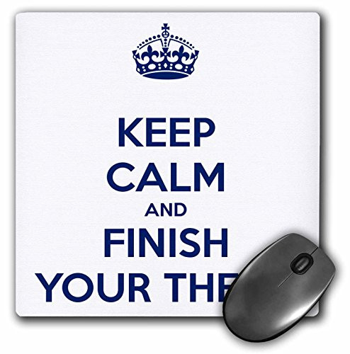 3drose Keep Calm and Finish Your Thesis White and Navy - Mouse Pad