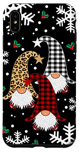 iPhone XS Max Gnomes Buffalo Plaid Leopard Christmas Tree Santa Xmas Gifts Case