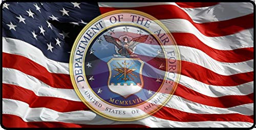 U.S. Air Force Transparent Logo On Flag Photo License Plate U.S. Air Force Transparent Logo On Flag Photo License Plate