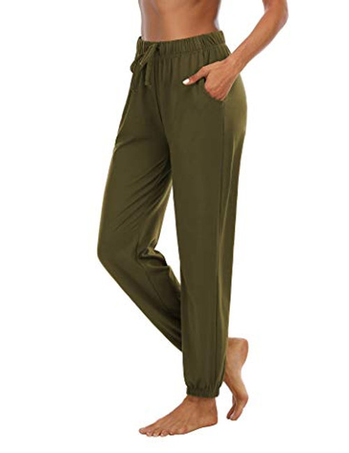 Sarin Mathews Womens Joggers Yoga Sweatpants Loose Comfy Workout Drawstring Lounge Pants for Women with Pockets ArmyGreen XL