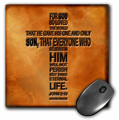 3dRose LLC 8 x 8 x 0.25 Inches Mouse Pad, John 3-16 Bible Verse Embossed on a Copper Background (mp_29092_1) 3dRose LLC 8 x 8 x 0.25 Inches Mouse Pad, John 3-16 Bible Verse Embossed on a Copper Background (mp_29092_1)
