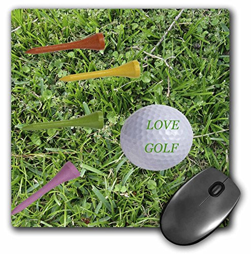 3dRose LLC 8 x 8 x 0.25 Inches Mouse Pad, Red Yellow Green Love Golf (mp_35145_1)