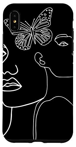 iPhone XS Max Line Art Woman Face Butterfly Abstract Animal Lover Gift Case