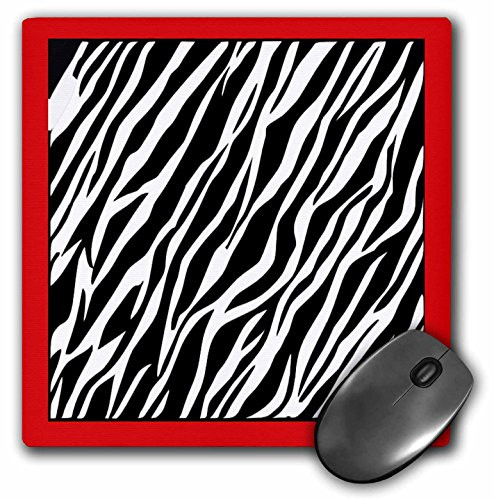 3dRose LLC 8 x 8 x 0.25 Inches Mouse Pad, Zebra Fur Like Texture on Red (mp_38110_1)