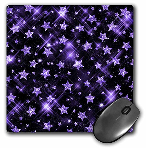 3dRose LLC 8 x 8 x 0.25 Inches Mouse Pad, Glitter Stars, Purple (mp_41080_1)