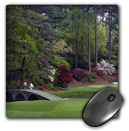 3dRose LLC 8 x 8 x 0.25 Inches Mouse Pad, Amen Corner In Augusta Georgia - Golfers On Bridge (mp_53827_1)