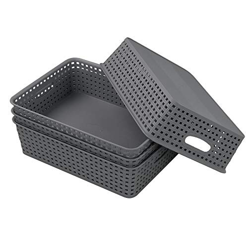 Joyeen Plastic Office Basket  Storage Tray Basket Set of 4  Grey Basket