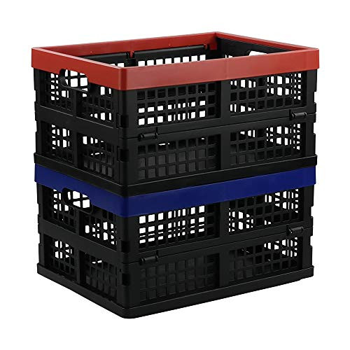 AnnkkyUS 2-Pack Collapsible Storage Bin  Folding Plastic Crates Basket