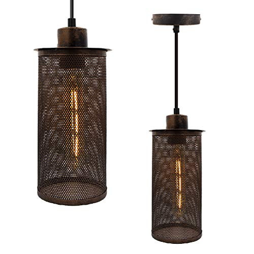 Vintage Metal Mesh Pendant Light  E26 E27 Industrial Ceiling Hanging Pendant Light  Rustic Chandelier Light Lamp Fixture Decorative for Kitchen Island Hallway Cafe Bar Farmhouse -Bulb Not Included- Vintage Metal Mesh Pendant Light  E26 E27 Industrial Ceiling Hanging Pendant Light  Rustic Chandelier Light Lamp Fixture Decorative for Kitchen Island Hallway Cafe Bar Farmhouse -Bulb Not Included-