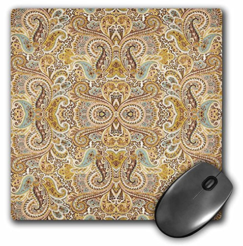 3dRose LLC 8 x 8 x 0.25 Inches Baby Blue and Brown Paisley Mouse Pad (mp_62119_1)