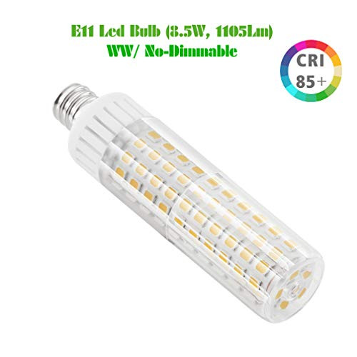 E11 LED Bulb, 100W 120W Halogen Bulbs Replacement, 8.5W, 1100LM, Mini E11 Candelabra Base, JD T3 T4 for Ceiling Fan Light, Warm White 3000K (8.5W Warm 3000K)