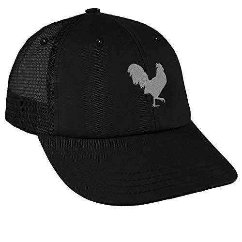 Trucker Hat Baseball Cap Grey Rooster in A Poultry Embroidery Cotton Dad Hats for Men  and  Women Snapback Black Design Only