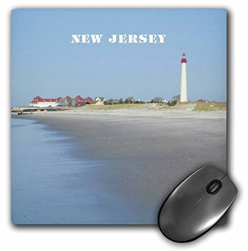 3dRose LLC 8 x 8 x 0.25 Cape May New Jersey with Lighthouse and Beach Mouse Pad (mp_80580_1)