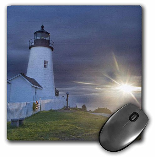 3dRose LLC 8 x 8 x 0.25 Inches Mouse Pad, Sun Pemaquid Point Lighthouse New Harbor Maine Chuck Haney (mp_90633_1)