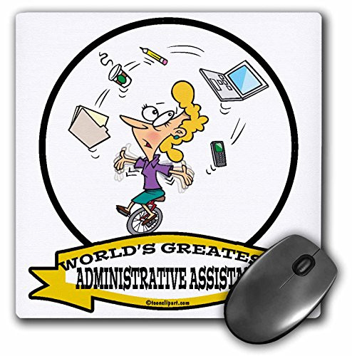 3dRose Funny Worlds Greatest Administrative Assistant II Cartoon - Mouse Pad, 8 by 8 inches (mp_102917_1)