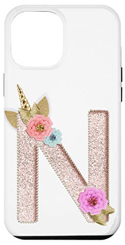 iPhone 12 Pro Max Monogram Unicorn Letter First Name Initial N Case
