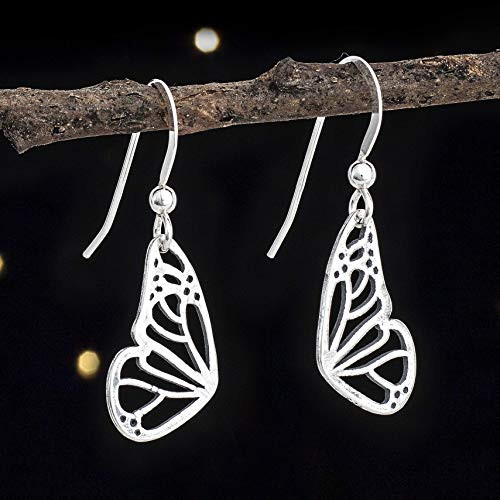 Sterling Silver Little Butterfly Wing Earrings - Handmade  Solid .925