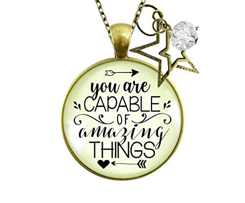 Gutsy Goodness 24inch You are Capable of Amazing Things Necklace Positive women Charm Jewelry Gift Gutsy Goodness 24inch You are Capable of Amazing Things Necklace Positive women Charm Jewelry Gift