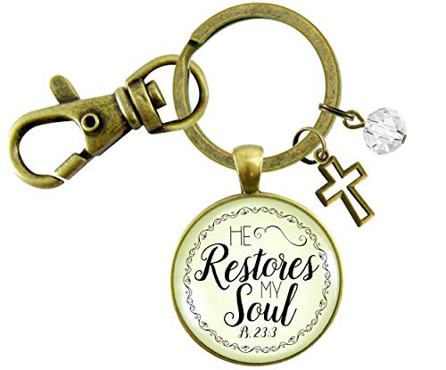 Gutsy Goodness He Restores My Soul Psalm 23 Keychain Faith Inspired Charm Jewelry For Women Gutsy Goodness He Restores My Soul Psalm 23 Keychain Faith Inspired Charm Jewelry For Women