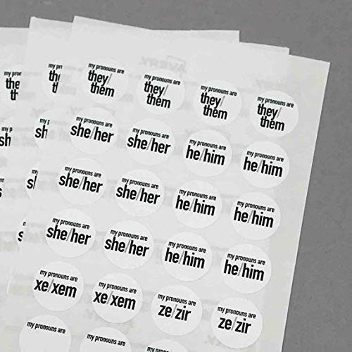 Round .75inch  pronoun stickers for conference badges  name tags  etc. -bulk  500 stickers-