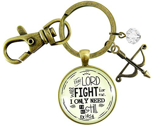 Gutsy Goodness Faith Keychain He Will Fight For You Bronze Pendant Bow Arrow Charm Womens Jewelry Gutsy Goodness Faith Keychain He Will Fight For You Bronze Pendant Bow Arrow Charm Womens Jewelry