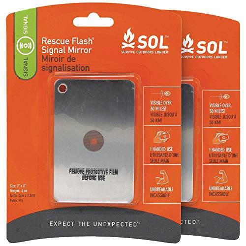 S.O.L. Survive Outdoors Longer S.O.L. Rescue Flash Emergency Mirror -Pack of 2-