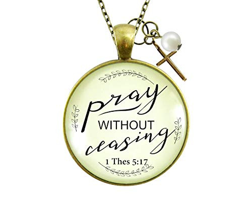 Gutsy Goodness 24inch  Pray Without Ceasing Faith Prayer Cross Necklace Christian Jewelry