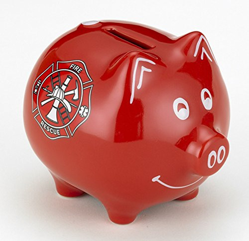 M. CORNELL IMPORTERS Red Fire Fighter Piggy Bank