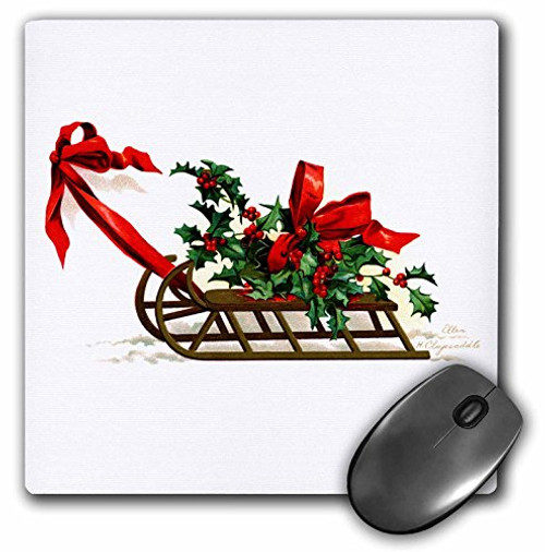 3dRose LLC 8 x 8 x 0.25 Inches Mouse Pad, Clap saddle, Sled with Holly (mp_159972_1) 3dRose LLC 8 x 8 x 0.25 Inches Mouse Pad, Clap saddle, Sled with Holly (mp_159972_1)