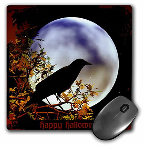 3dRose LLC 8 x 8 x 0.25 Inches Mouse Pad, A Moon with Crow Halloween Design (mp_159545_1) 3dRose LLC 8 x 8 x 0.25 Inches Mouse Pad, A Moon with Crow Halloween Design (mp_159545_1)