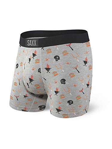 Saxx Underwear Men_s Boxer Briefs  Vibe Men s Underwear  Boxer Briefs with Built-in Ballpark Pouch Support  Underwear for Men Grey Tailgate Medium