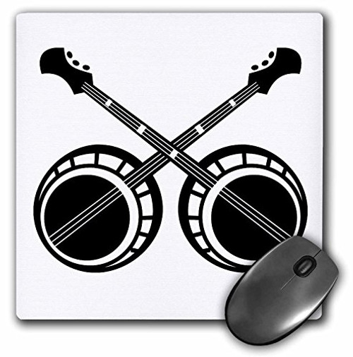 3dRose LLC 8 x 8 x 0.25 Inches Mouse Pad, Crossed Banjos Black (mp_164247_1) 3dRose LLC 8 x 8 x 0.25 Inches Mouse Pad, Crossed Banjos Black (mp_164247_1)