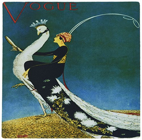 3dRose LLC 8 x 8 x 0.25 Inches Mouse Pad, Image of Lady Riding A Peacock in Art Deco Style - (mp_174639_1)