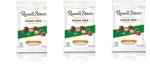 Russell Stover Sugar Free Chocolate Covered Peanuts 3.6 oz. Bag-pack of 3- Russell Stover Sugar Free Chocolate Covered Peanuts 3.6 oz. Bag-pack of 3-